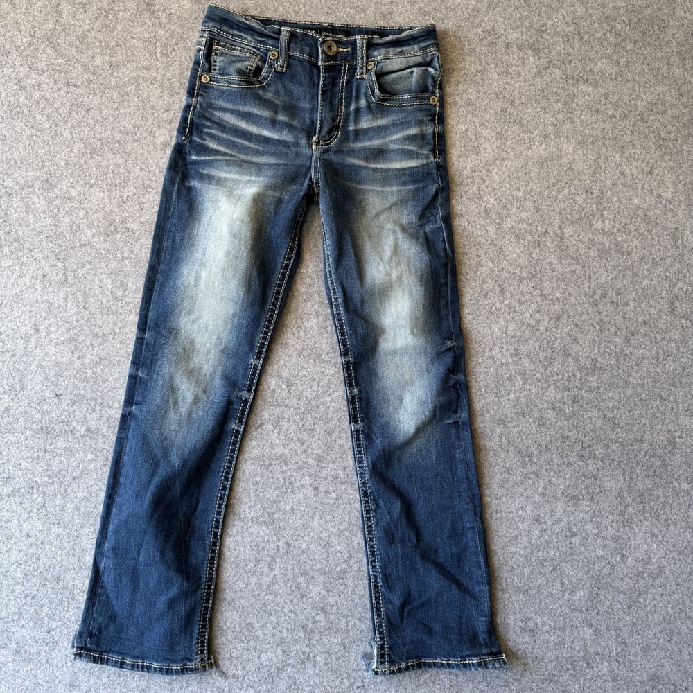 BKE Conner Straight Jeans Size 10 Blue Distressed Cotton Blend